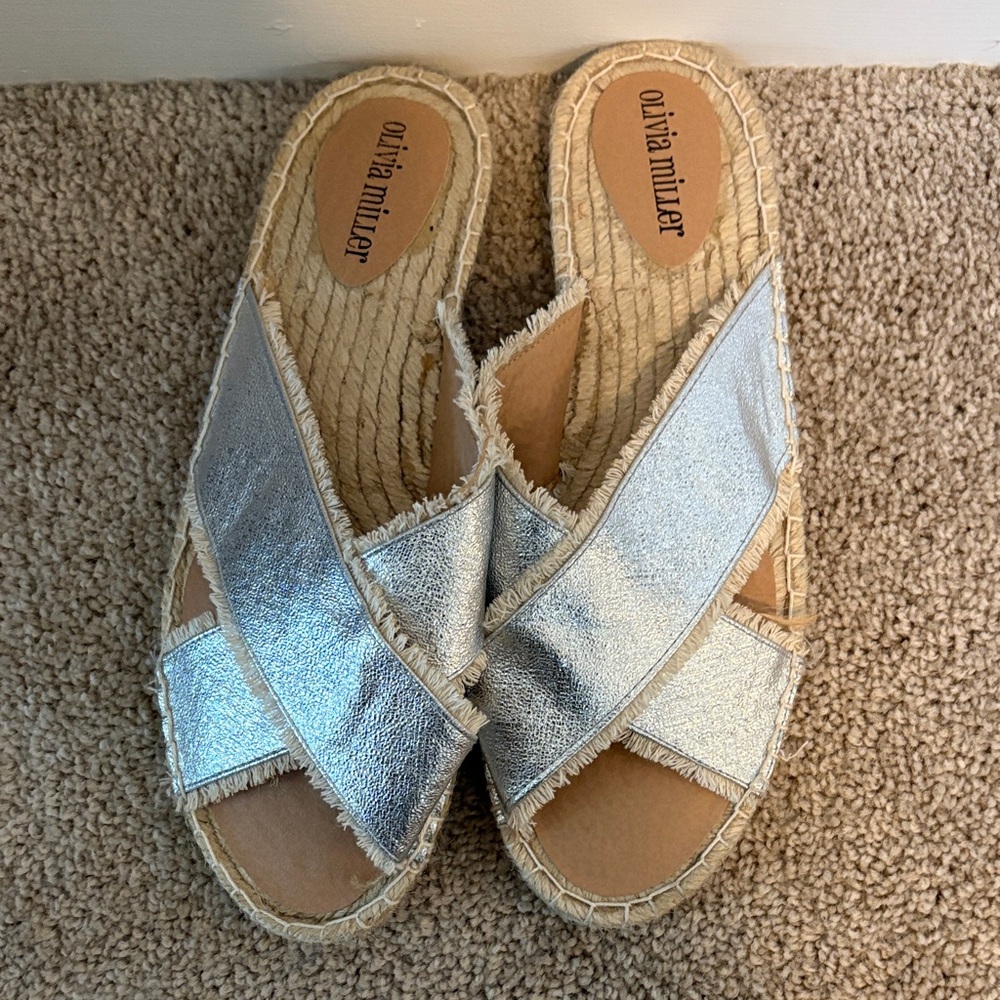 Olivia Miller Silver Espadrille Sandals